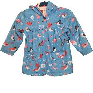 Hatley Blue Child's Floral And Bird Print Raincoat Size 5